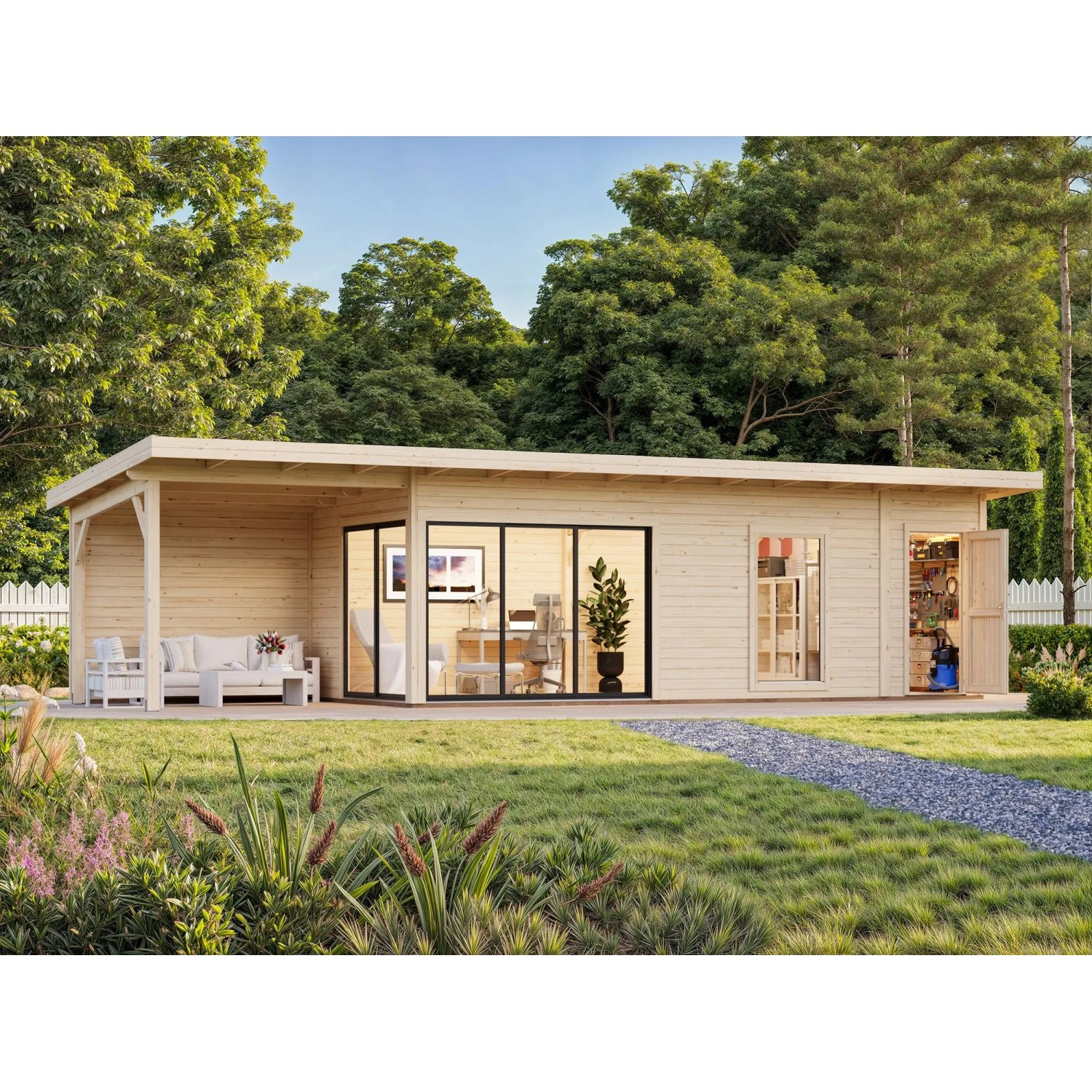 Palmako Holz-Gartenhaus Andrea Slide Plus Pultdach Tauchgrundiert ...