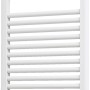 Weißer Schulte Design-Heizkörper München mit Mittelanschluss und horizontalen Heizrohren.