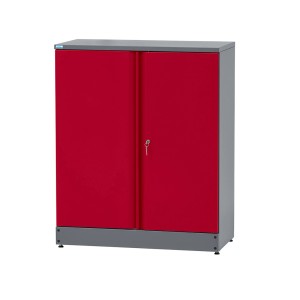 Küpper Hochschrank, dunkelrot, mit 2 Türen und 3 Fachböden. Werkzeugschrank für Werkstatt und Garage.