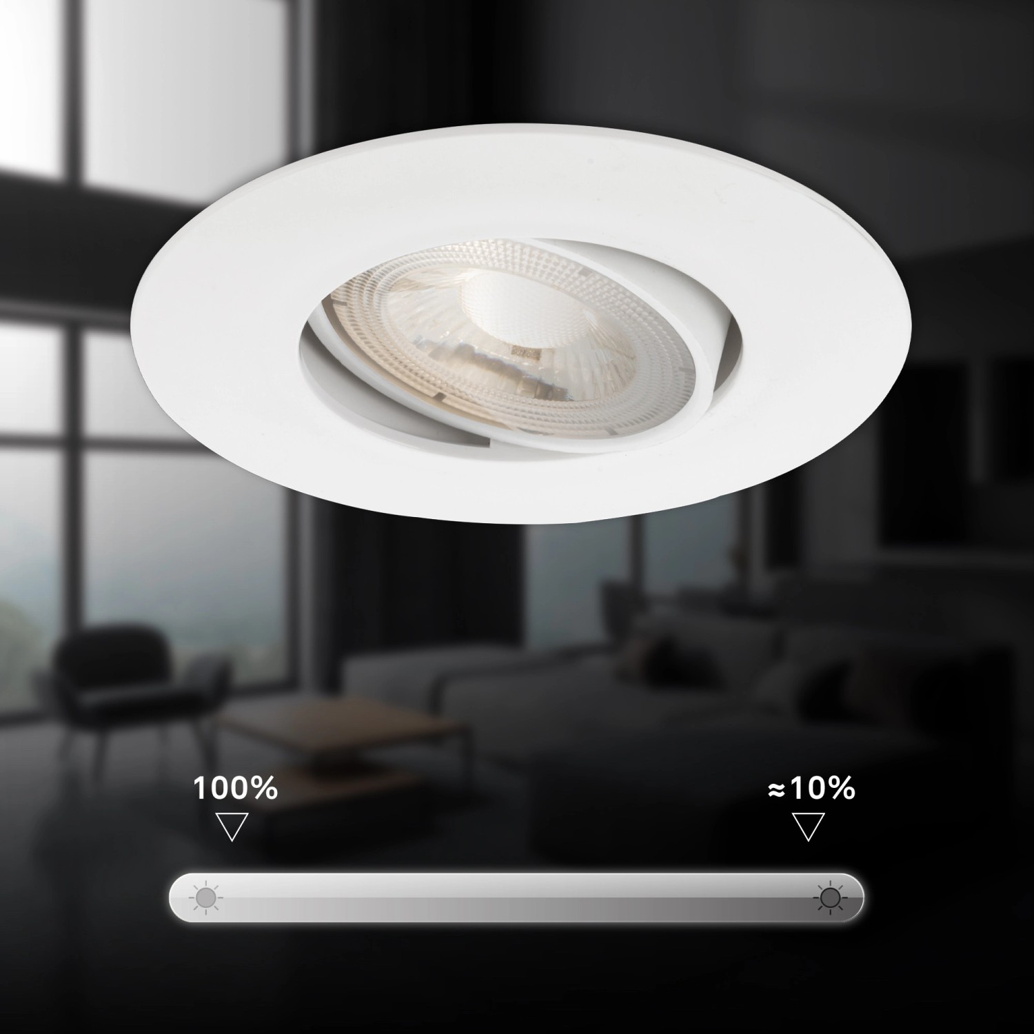 Briloner LED-Einbauleuchte Kulana, weiß, dimmbar, 2er-Set. Schwenkbarer Einbaustrahler für Decken.