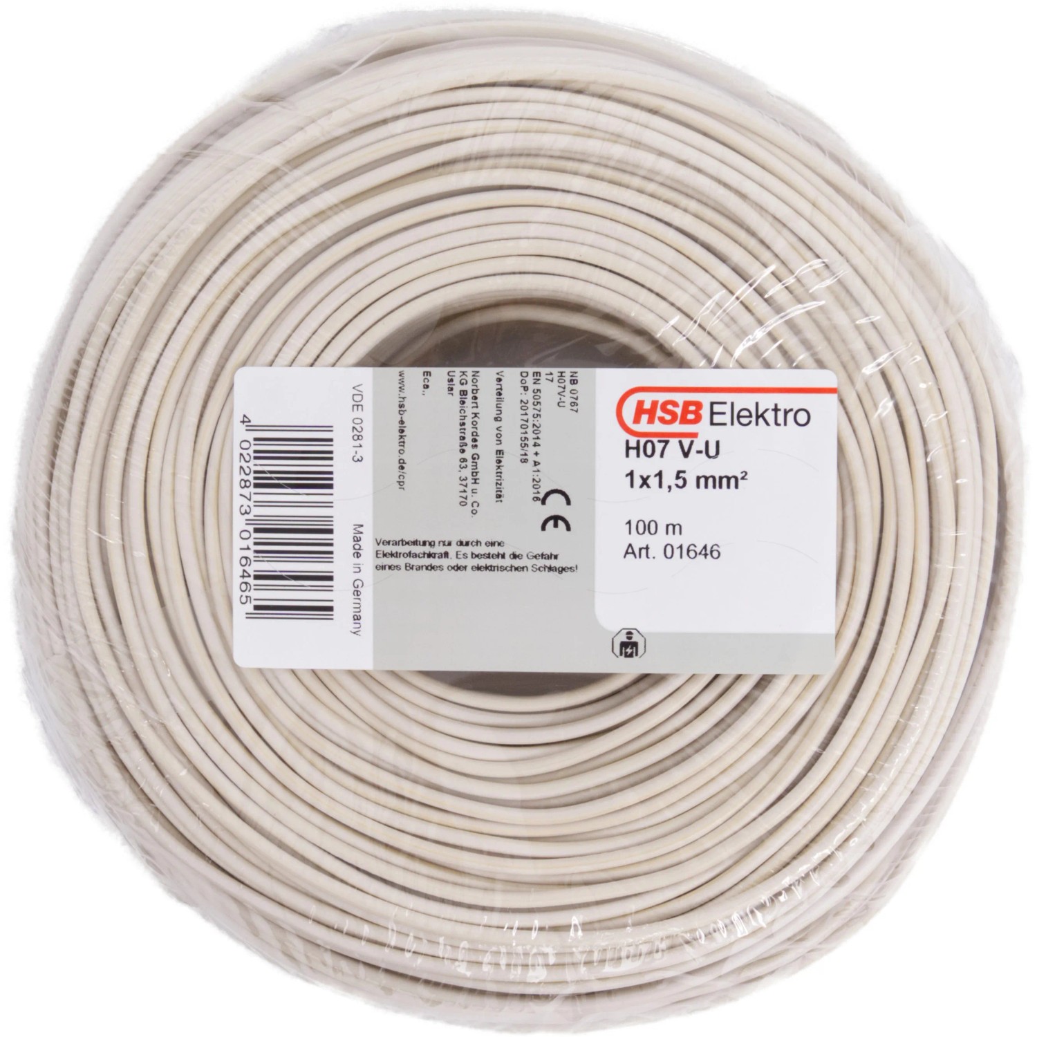 VD draad (H07V-U) 1,5 mm2 bruin (Ring 100 mtr