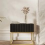 Selsey Nachttisch Veldio Rillenfront Goldfarbenes Gestell Schwarz 50 cm_2