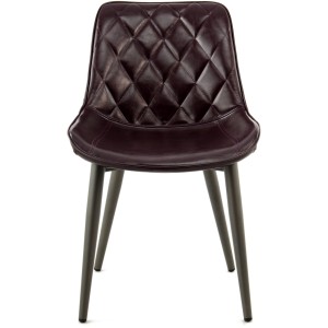 Kayoom Stuhl Cecil 110, 2er-Set, dunkelviolett, Polsterstuhl mit Rautenmuster und Metallbeinen.