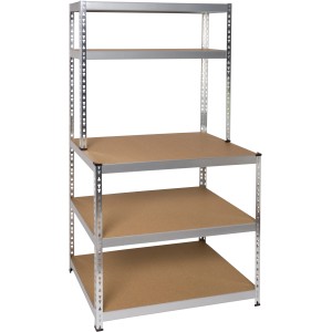 Metall-Stufenregal, verzinkt, 180x100x60 cm, mit 5 Regalböden. Ideal für Werkstatt und Garage.