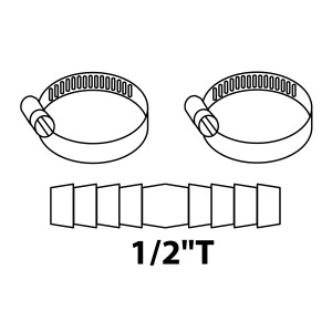 Kirchhoff Schlauchverbinder aus Messing 13mm (1/2) mit zwei Schlauchklemmen für sichere Schlauchverbindungen.