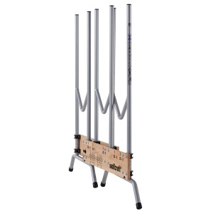 wolfcraft Sägebock, klappbar, mit Holzauflage und Auswurfsicherung für sicheres Sägen.