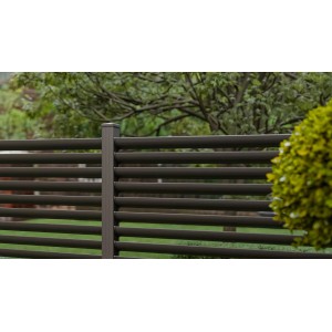 GroJa Lumino Steckzaun Ellipse, 180x180 cm, anthrazit, mit horizontalen Aluminiumleisten.