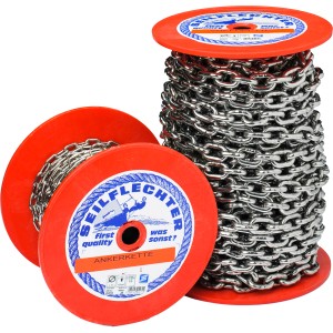 Seilflechter Ankerkette Niro A4, 4mm, auf Spule. Edelstahlkette als Meterware.
