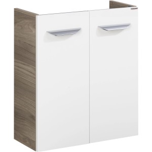 Fackelmann Waschbeckenunterschrank SBC Steinesche, 52 cm breit, mit weißen Fronten und Griffen.