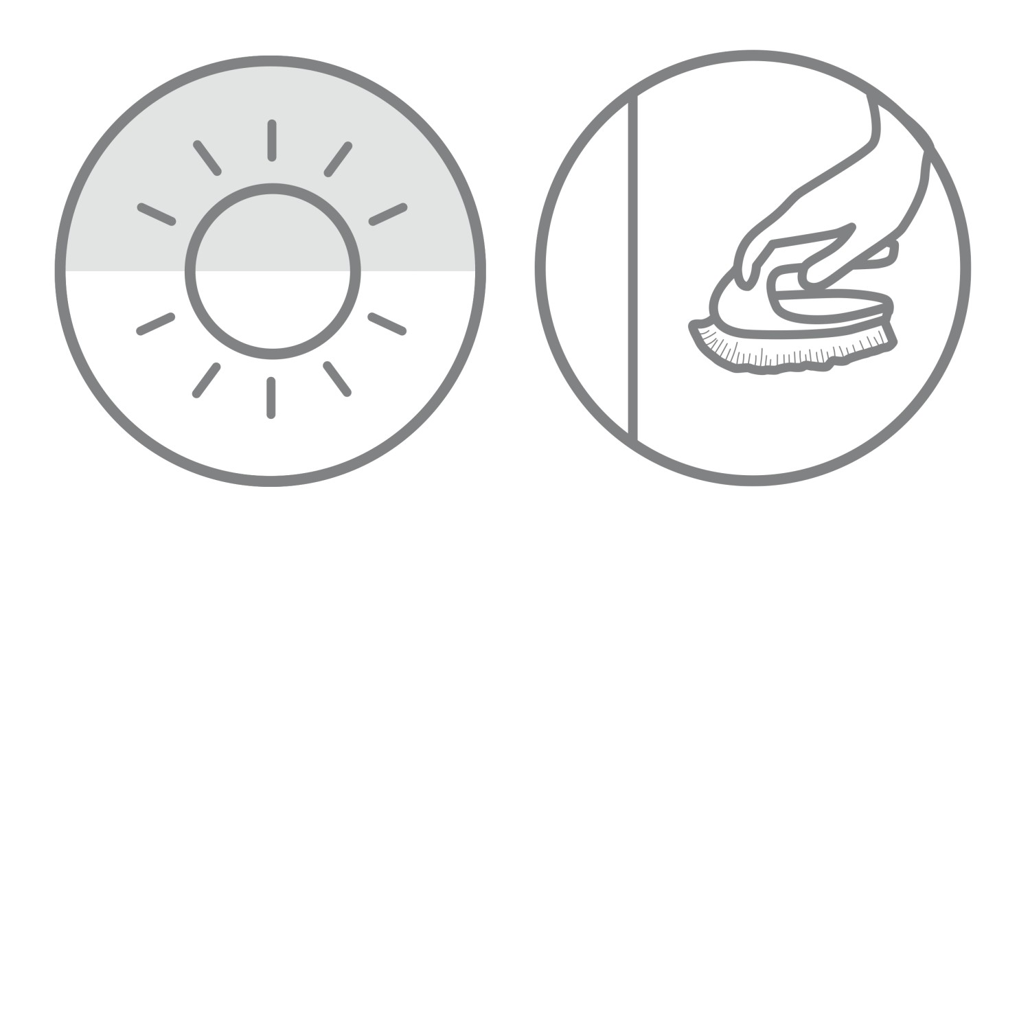 Symbole für Lichtregulierung und Reinigung des Doppelrollos.