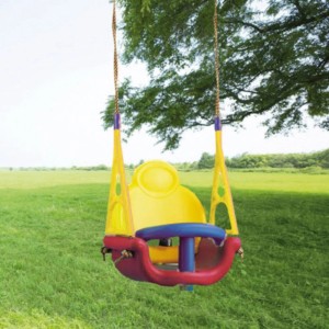 Mehrfarbiger Babysitz Winnetoo Vario für Gartenspielgeräte mit hoher Rückenlehne.