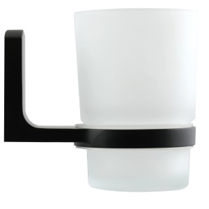 Spirella Glasbecher Taku, schwarz matt, mit Wandhalterung für Bad & WC.
