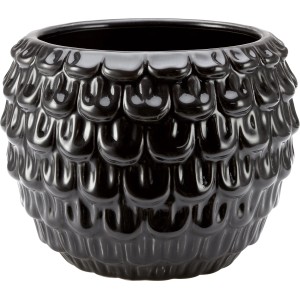 Übertopf Steingut Glasiert Schwarz 14 cm x 17.5 cm x 17.5 cm