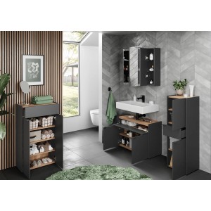Germania Schrank Forano in Graphit Eiche, 34x111x34 cm, Teil einer Badmöbelserie.