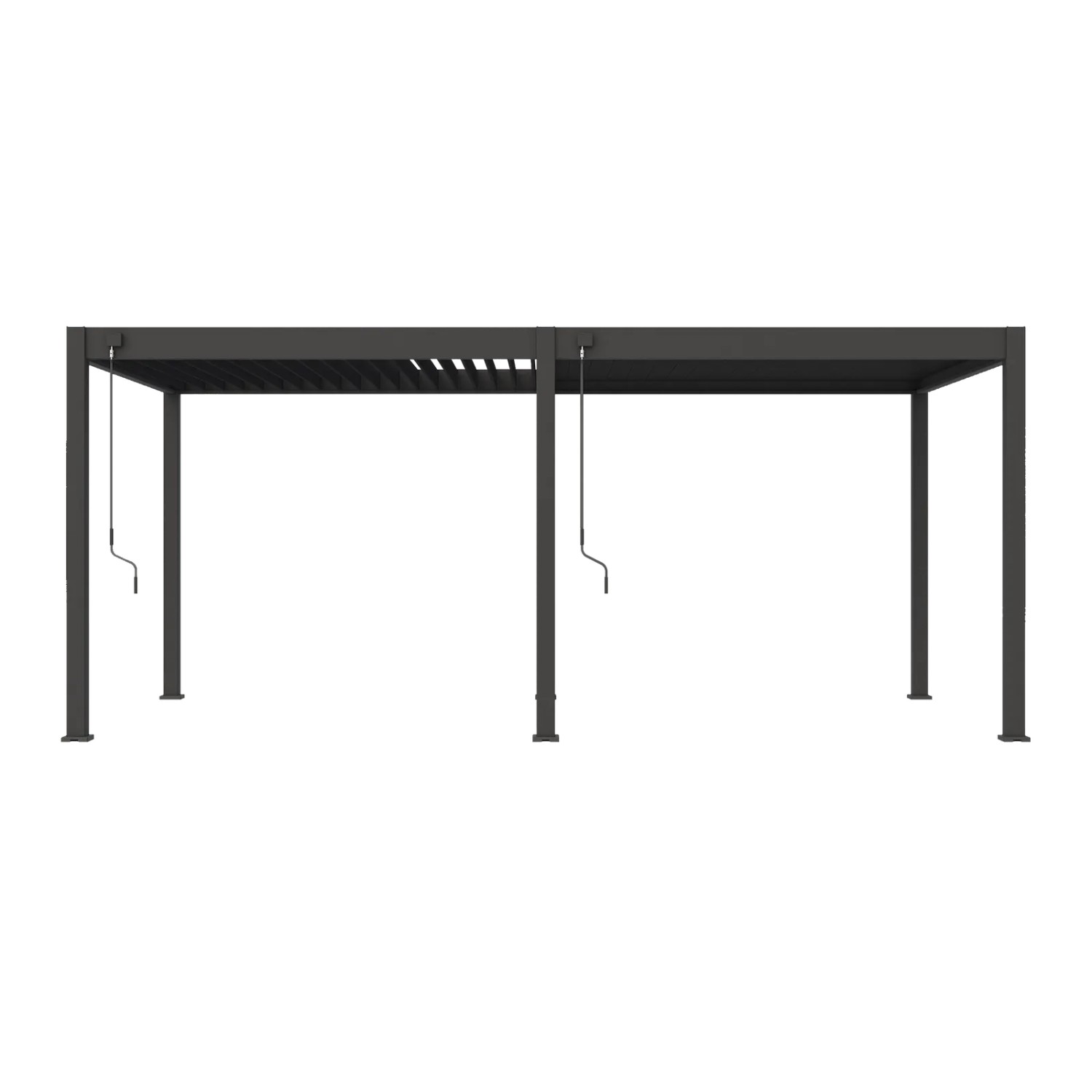 Anthrazitfarbener Weide Deluxe Aluminium Pavillon 3,6x5,3m mit verstellbarem Lamellendach. Ideal als Terrassenüberdachung.