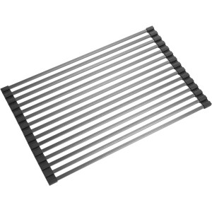 Anthrazitfarbenes, aufrollbares Abtropfgitter (45x28cm) von Helika für Spülen.