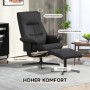Schwarzer HOMCOM Relaxsessel mit hohem Rücken, ausgestellten Armlehnen und passendem Hocker aus Samtstoff. Drehbarer Loungesessel.