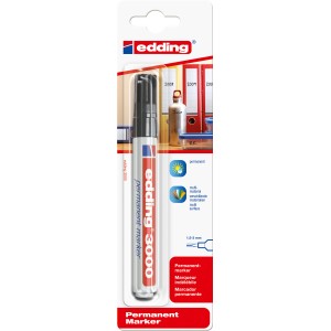 Edding 3000 Permanentmarker, schwarz, Stift für Papier, Metall, Glas u.v.m.