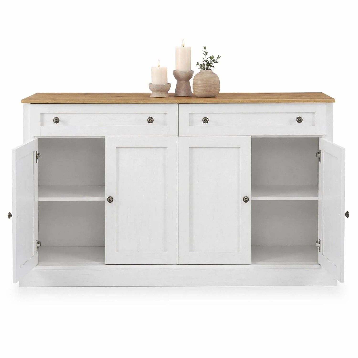 okwish Sideboard mit 4 Türen 2 Schubladen Esszimmer 150x40x86cm Natur_9