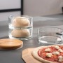 Ooni Stapelgefäß-Set aus Glas und Bambus für Pizzateig, Teil der Grillutensilien.