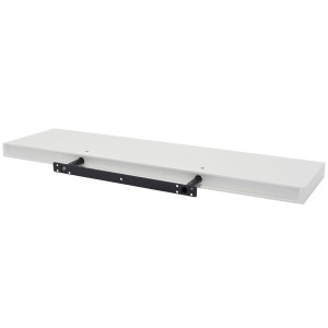 Weißer Duraline Regalboden XL4, lackiert, mit schwarzer Halterung. Ideal für zusätzlichen Stauraum.