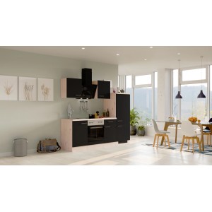 Flex-Well Exclusiv Küchenzeile Lara 220 cm Anthrazit - San Remo Eiche