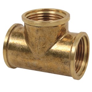 Kirchhoff T-Stück 30,3 mm (1 IG) aus Messing, blank, für Sanitär- und Heizungsinstallationen.
