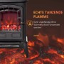Schwarzer HOMCOM Elektrokamin aus Kunststoff/Glas mit realistischer Flamme und glühenden Holzscheiten. Heizung.
