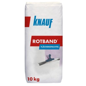 Knauf Rotband Flächenspachtel, 10 kg Sack, zum Füllen von Rissen und Löchern im Innenbereich.