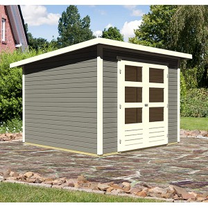 Karibu Holz-Gartenhaus Sitten 4 Terragrau : 242 cm x 242 cm