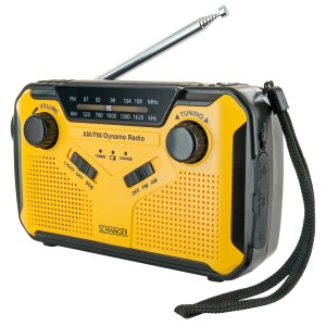 Schwaiger Outdoor-Radio RADK0001, UKW, IP54, schwarz-gelb. Robustes Radio mit Solar, Dynamo, Taschenlampe und SOS-Funktion.
