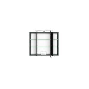 Held Möbel 3D-Spiegelschrank Neapel, 80 cm, Graphitgrau, mit LED-Leuchte und Glasböden.