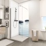 Schulte ExpressPlus Duschrückwand mit Zen Steine & Wasser Motiv im Badezimmer.
