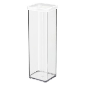 Quadratische Rotho Vorratsdose Loft Premium, 2 l, transparent mit weißem Deckel.