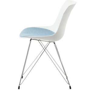 Kayoom Stuhl Emily 110, 2er-Set, weiß/hellblau, Polsterstuhl mit Chromgestell.