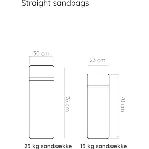 Skizze: Baser Outdoor Sandsäcke, 2x15 kg, dunkelgrau, Maße 70x23cm und 76x30cm, für Schirmständer.