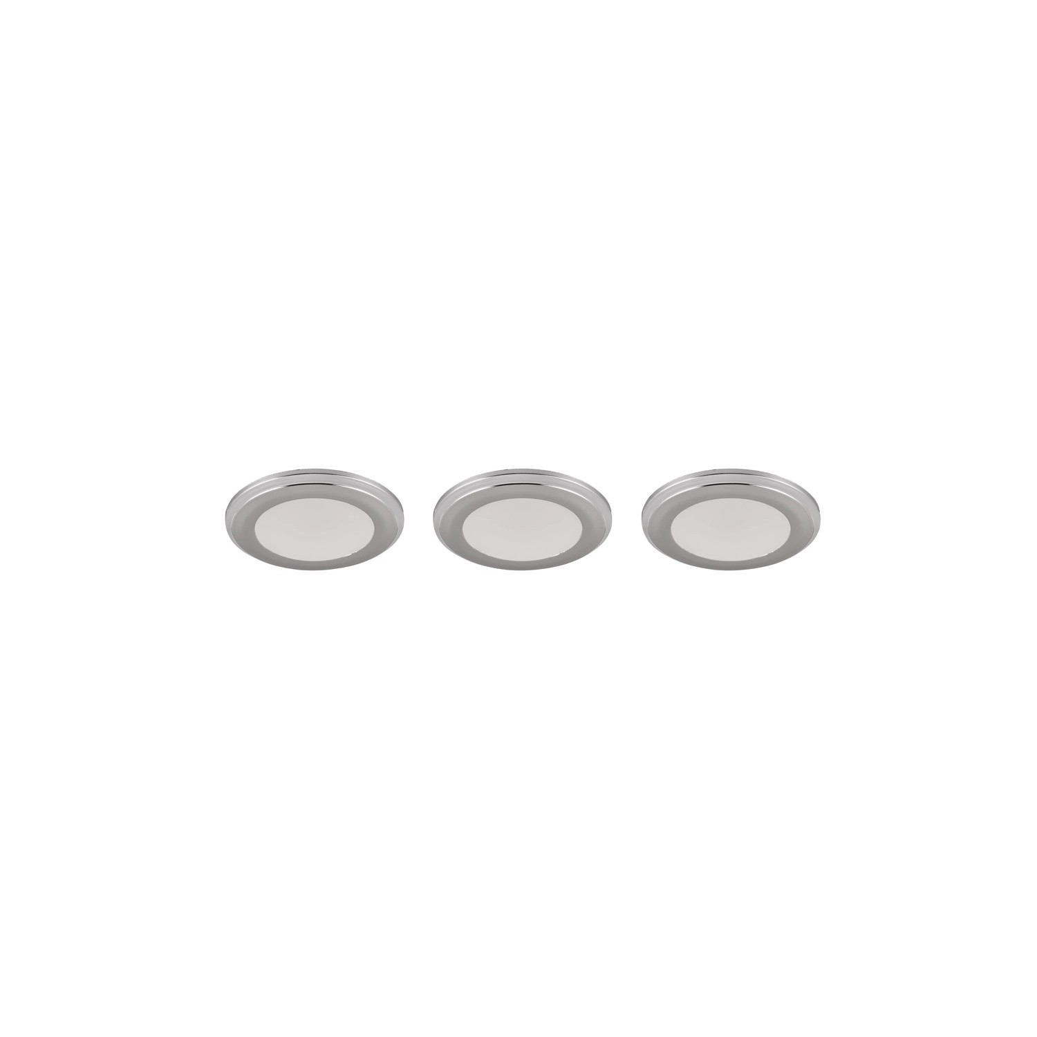 3er Set Trio LED Einbauleuchten Argus, chromfarben, Ø 8,2cm. Moderne Deckenspots für Wohnräume.