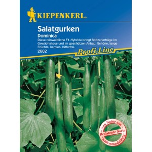 Kiepenkerl Salatgurke Dominica F1-Hybride, dunkelgrüne, lange Gurken.
