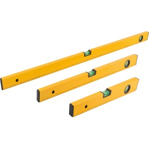 LUX Wasserwaagen-Set, 3 gelbe Wasserwaagen (40, 60, 100 cm) für präzises Messen.