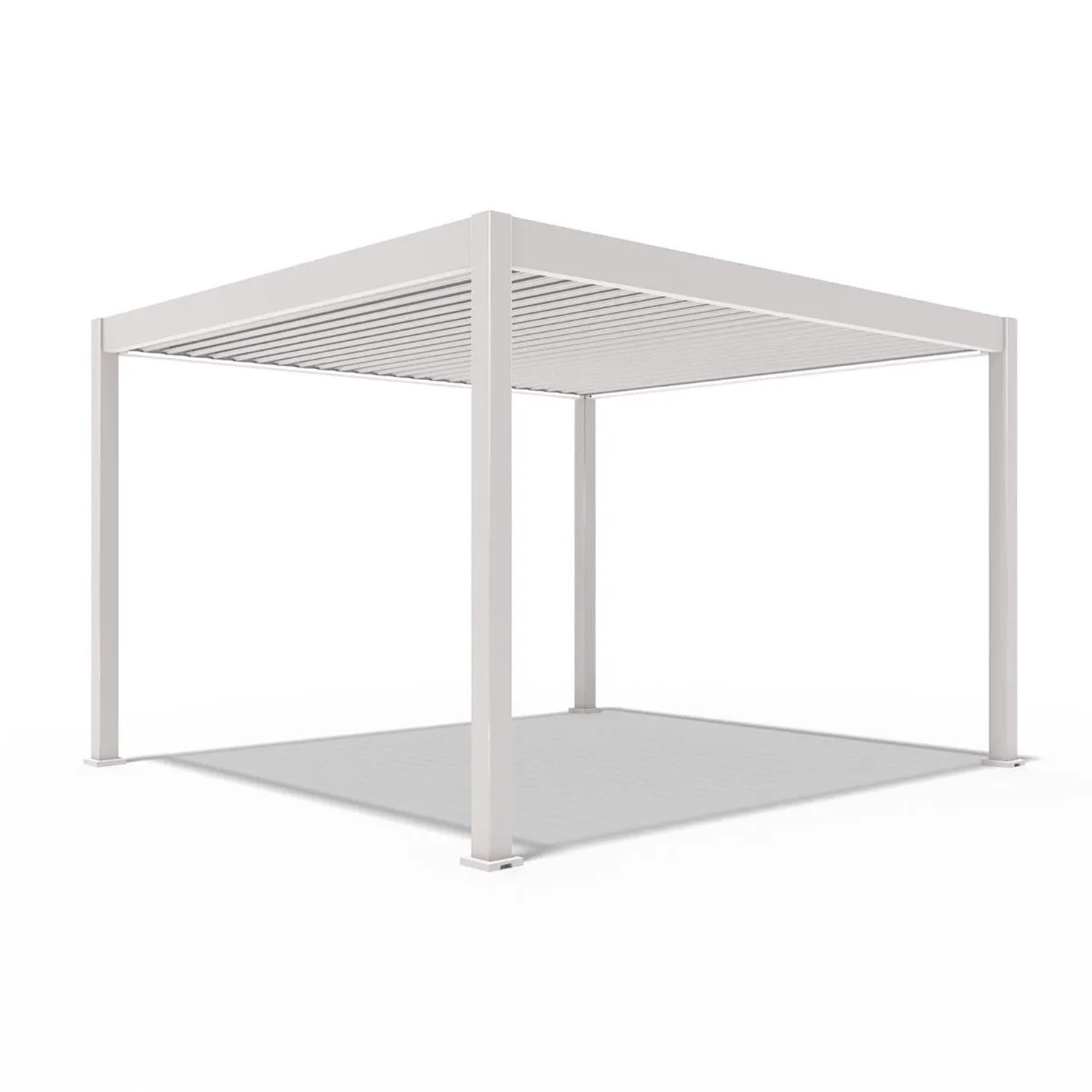 Elektrische Aluminium Pergola Deluxe in Sand, 3,6x4m, mit verstellbarem Lamellendach und integrierter LED.
