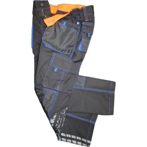 Bundhose für Kinder in Schwarz/Marine, Größe 104, mit vielen Taschen und elastischem Bund.