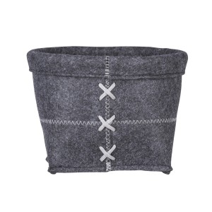 Anthrazitfarbener Wenko Aufbewahrungskorb Mara aus Filz, 3,5 l, 20x15x20 cm.