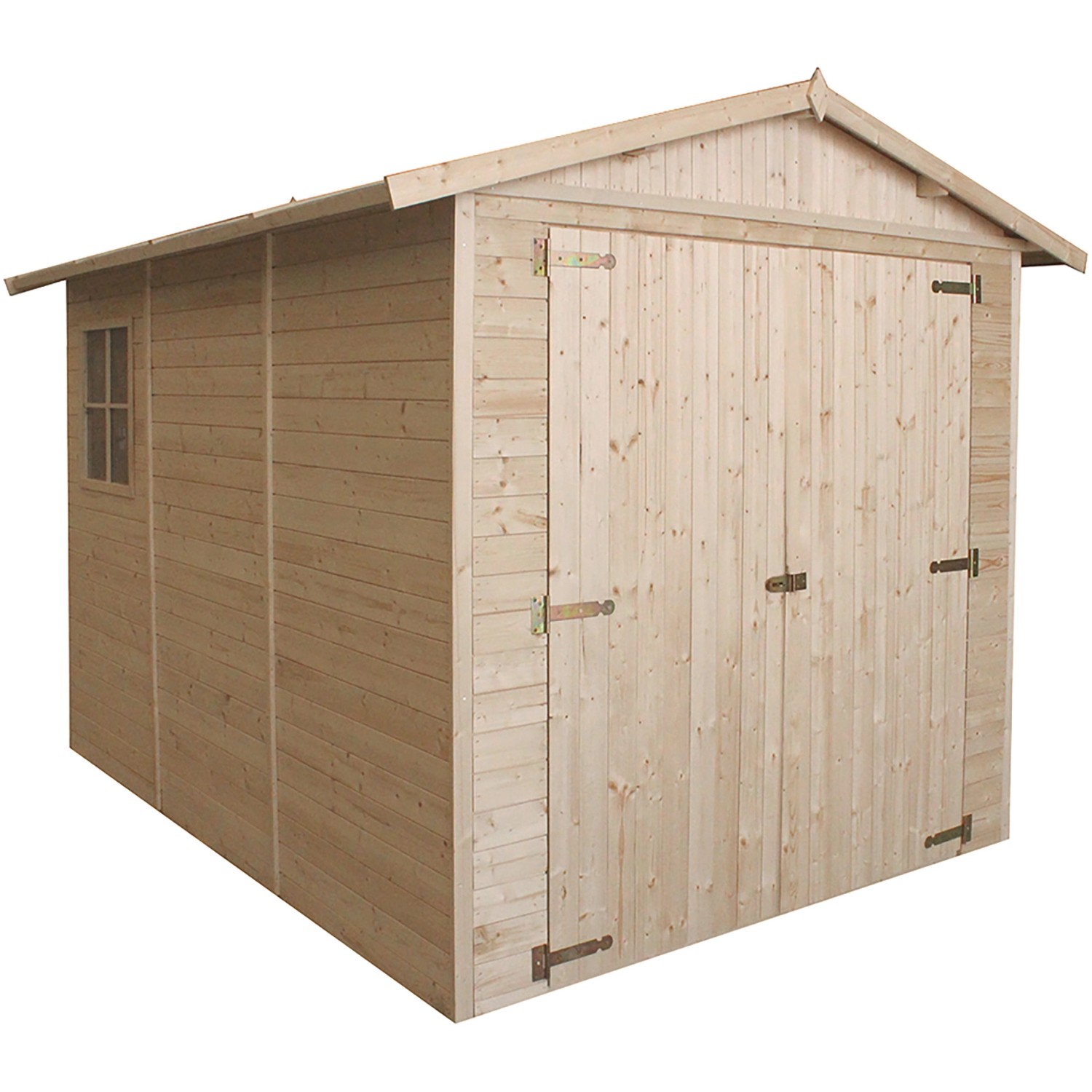 TIMBELA Holzgarage M105, 6 m², mit Fenster, unbehandeltes Holz, ohne Boden.
