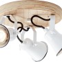 Brilliant Spot Seed 3er, weiße Wandlampe mit Holzrondell und drei schwenkbaren GU10 Spots.