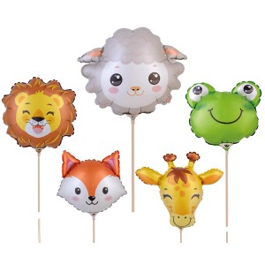 Mehrfarbige Mini Folienballons Tiere (5-fach sortiert) als Geschenkidee.