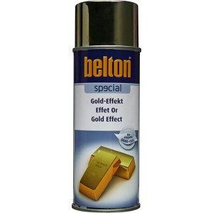 Belton Special Gold-Effekt Spray, 400ml Dose mit Abbildung von Goldbarren.