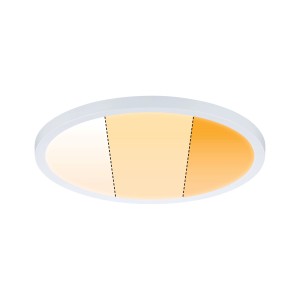 Weißes Einbaupanel Areo VariFit mit Warmdimmfunktion und drei Lichtstimmungen.