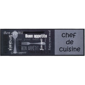 Küchenläufer Cook&Wash Chef 50 cm x 150 cm Schwarz-Grau