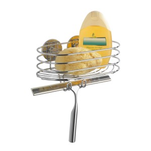 Wenko Wandablage Chrom mit Duschabzieher, Turbo-Loc Befestigung ohne Bohren.