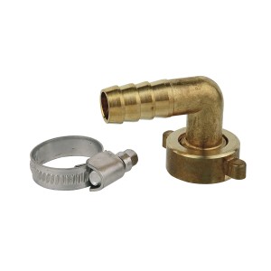 Kirchhoff Winkel-Schlauchverbinder aus Messing (3/4M x 1/2) mit Schlauchklemme für dichte Schlauchverbindungen.